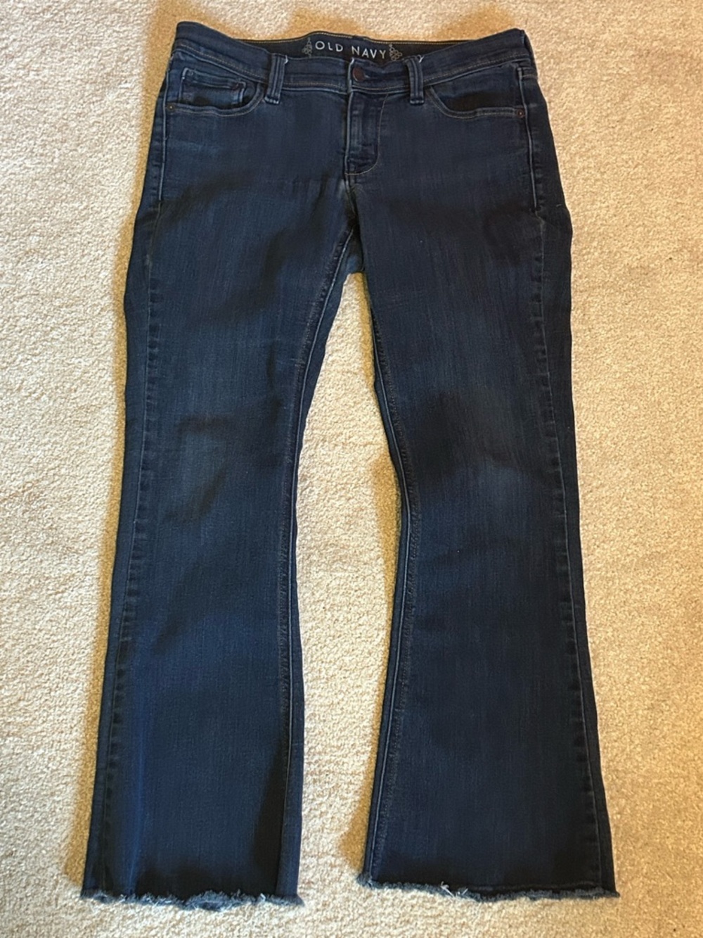 Old Navy Women's Dark Indigo Wide Leg Jeans 12 petite short length